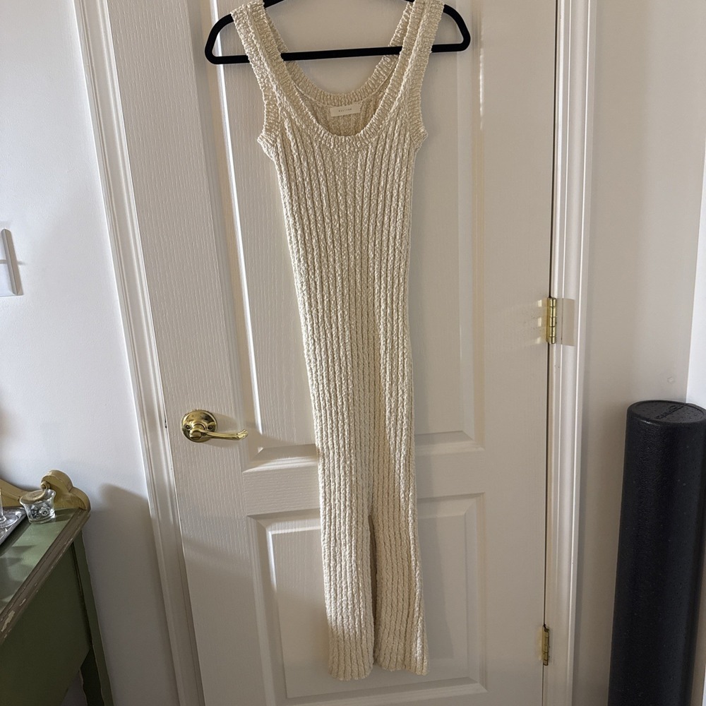 Sleeveless Cream Knit Maxi Dress